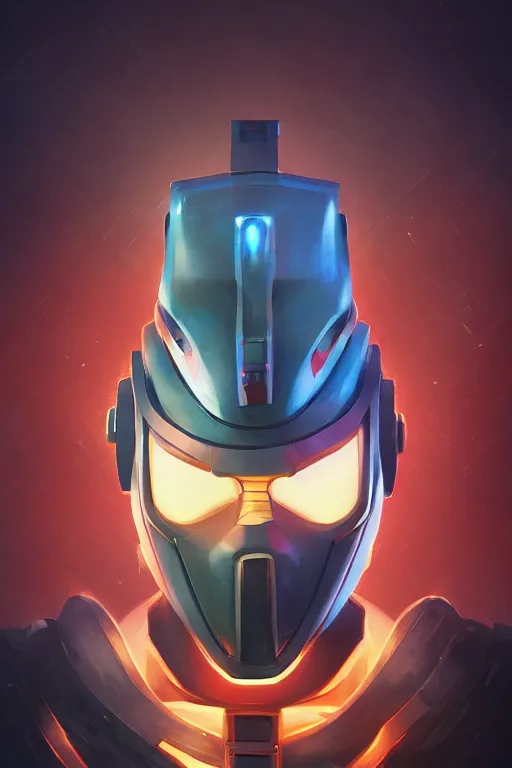 Image similar to epic mask helmet robot ninja portrait stylized as fornite style game design fanart by concept artist gervasio canda, behance hd by jesper ejsing, by rhads, makoto shinkai and lois van baarle, ilya kuvshinov, rossdraws global illumination radiating a glowing aura global illumination ray tracing hdr render in unreal engine 5