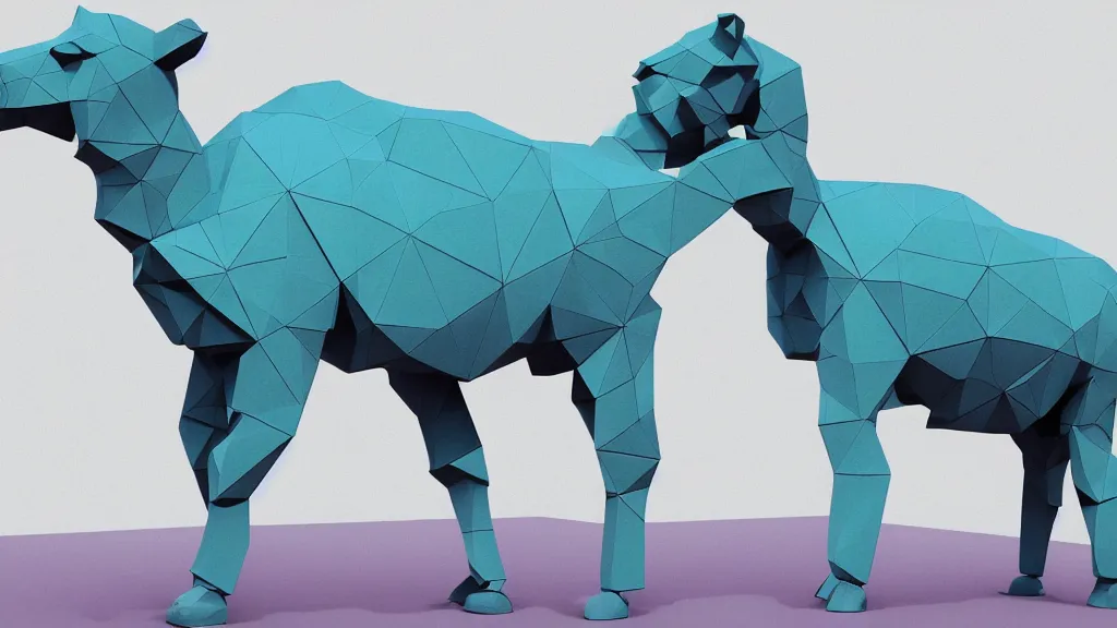 Prompt: vaporwave external complex polygon dromedary