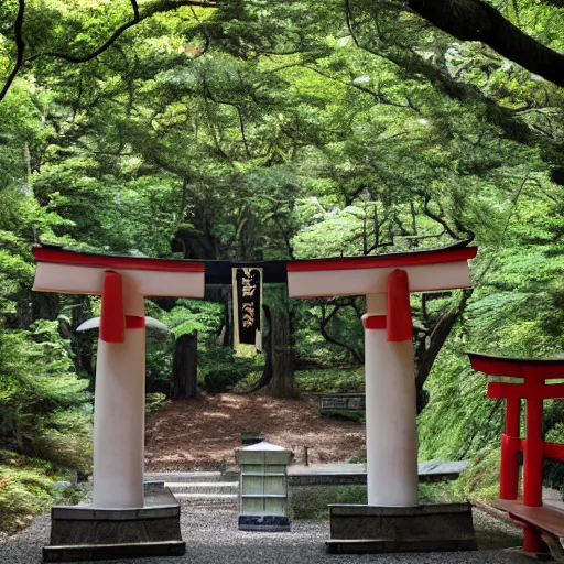 Prompt: A Shinto shrine dedicated to Jar Jar Binks