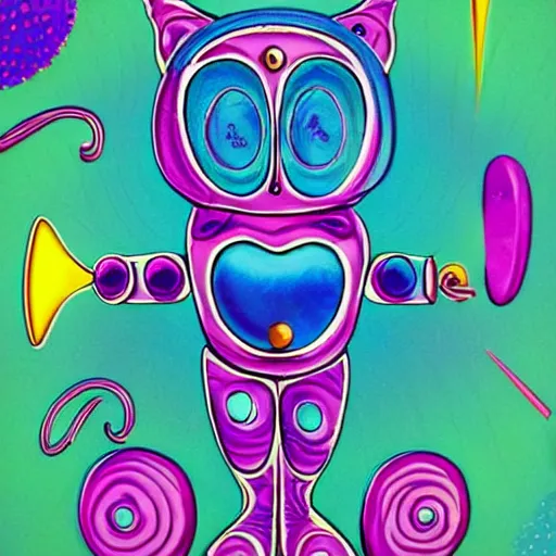 Image similar to poked bot from poked studio uk, bot art by lisa frank