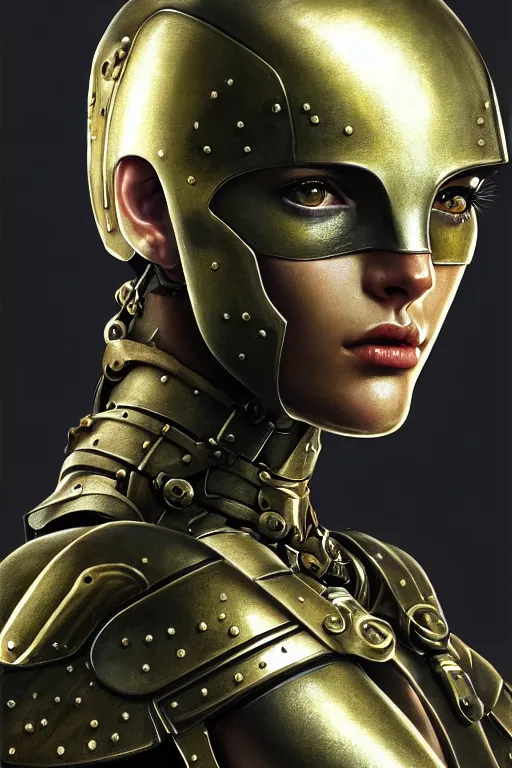 Prompt: a photorealistic painting of an attractive young girl, partially clothed in thick metal-plated battle armor, olive skin, long dark hair, beautiful bone structure, symmetric facial features, perfect eyes, intricate, elegant, natural posture, digital painting, concept art, finely detailed, illustration, sharp focus, minimal artifacts, from Metal Gear, by Greg Rutkowski, in the style of Ruan Jia and Mandy Jurgens and Artgerm and William-Adolphe Bouguerea, trending on Artstation, award winning