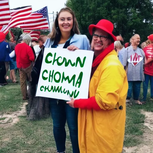 Image similar to A beautiful woman holding a sign that reads Chowning is a Fool.