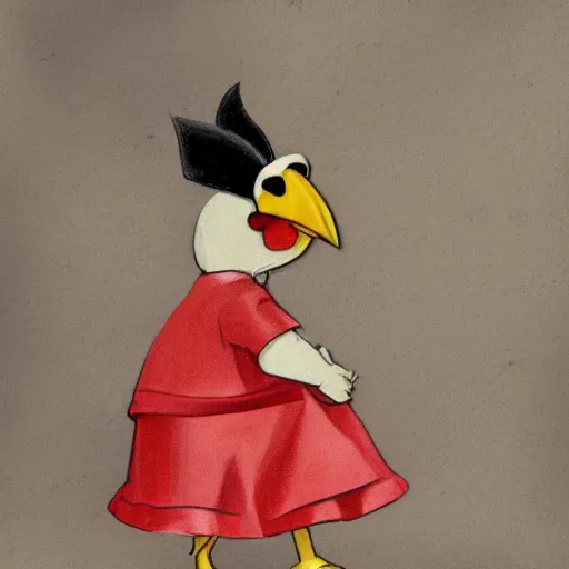 Image similar to chicken wearing a maid dress