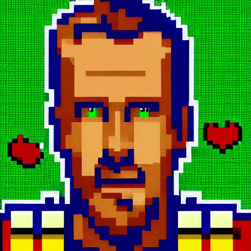 Image similar to pixel art of ryan reynolds