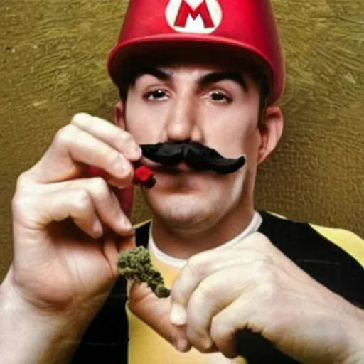 Image similar to mario smoking cannabis