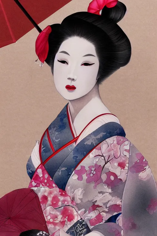 Image similar to sensual and very seductive geisha, digital art, 8k, character, realistic, portrait, photorealism, japan watercolour, masterpiece art