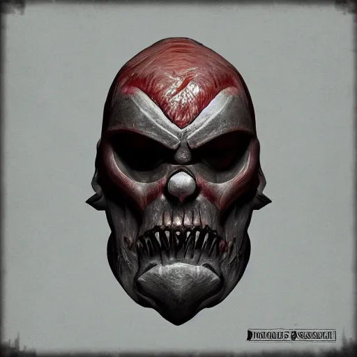 Prompt: warhammer assassin head, terrifying, grimdark, photorealistic, closeup, symmetrical, artstation