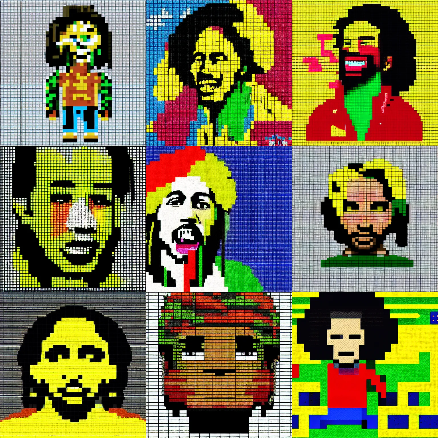 Prompt: bob marley as a pixel art character #pixelart, pixels, #pixelart, #pixels