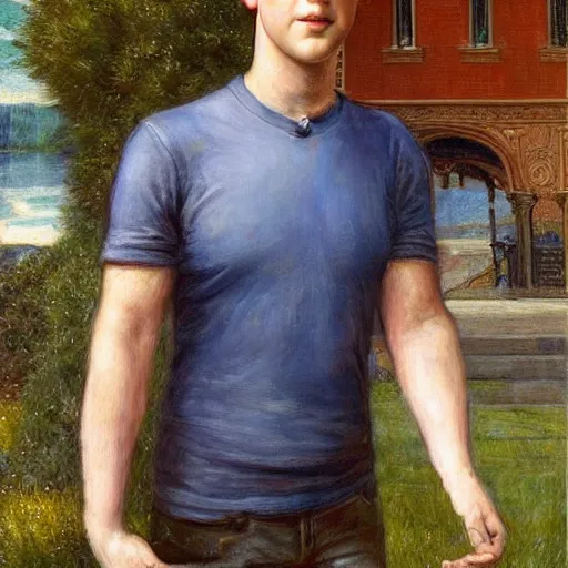 Image similar to Mark Zuckerberg eating Chipotle, painted by John Waterhouse Cooper, Pre-raphaelite, Neo-Gothic, intricate complexity, gothic, rich deep colors