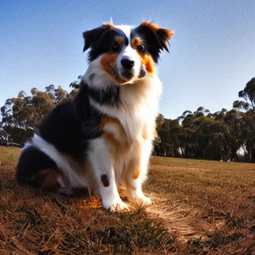 Image similar to photo of an Australian Shepherd with cool blue eyes, award winning photography