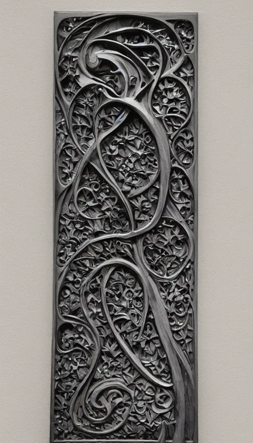 Image similar to highly detailed beautiful simple organic molding piece with a black background, art nouveau, gaudi, sharp focus, dynamic lighting, elegant harmony, beauty, masterpiece