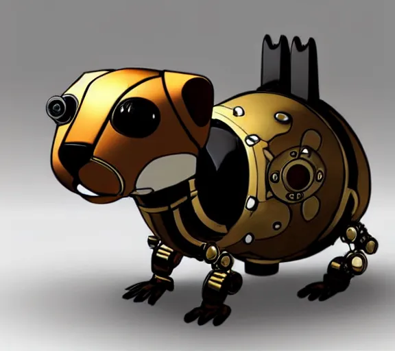 Prompt: futuristic steampunk ferret - shaped pet - robot, steampunk ferret - inspired robot, borderlands - inspired ferret - shaped robot