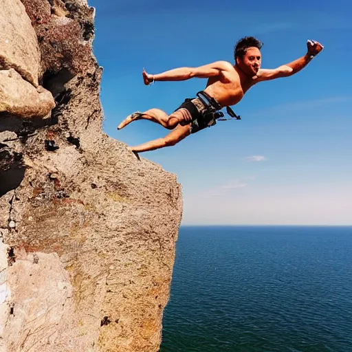 Image similar to man cliff jumping off the edge of the world
