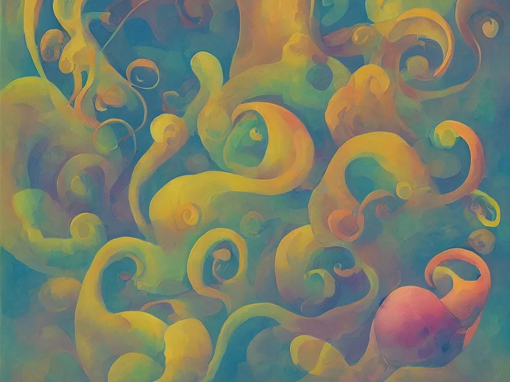 Image similar to snail architecture. Painting by Agnes Pelton