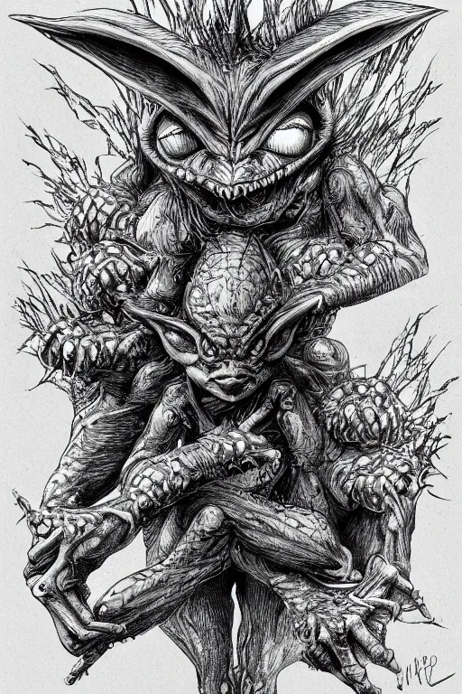 Image similar to goblin, symmetrical, toad eyes and webbed feet, highly detailed, digital art, sharp focus, trending on art station, kentaro miura manga art style