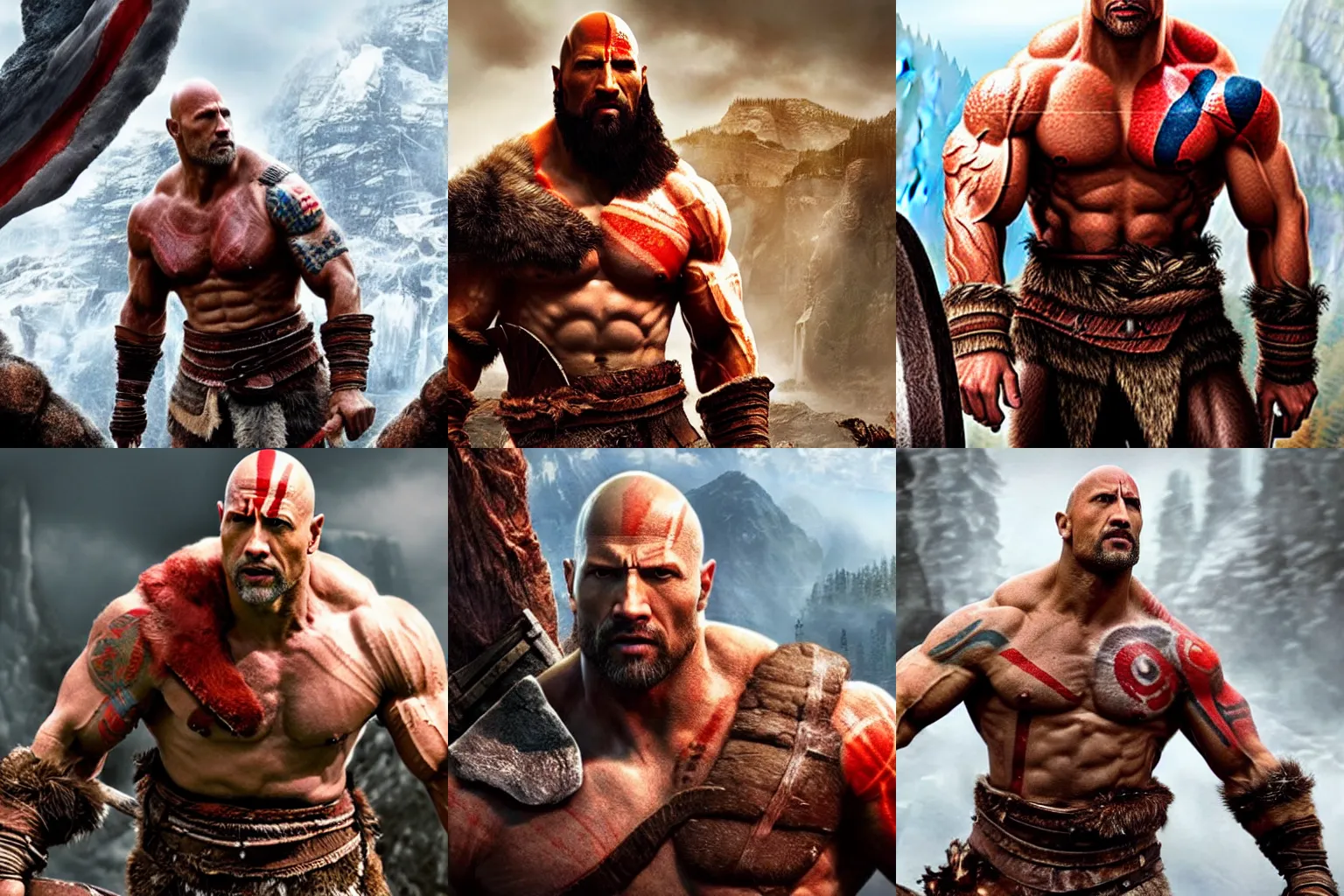 Image similar to Dwayne Johnson as God of war