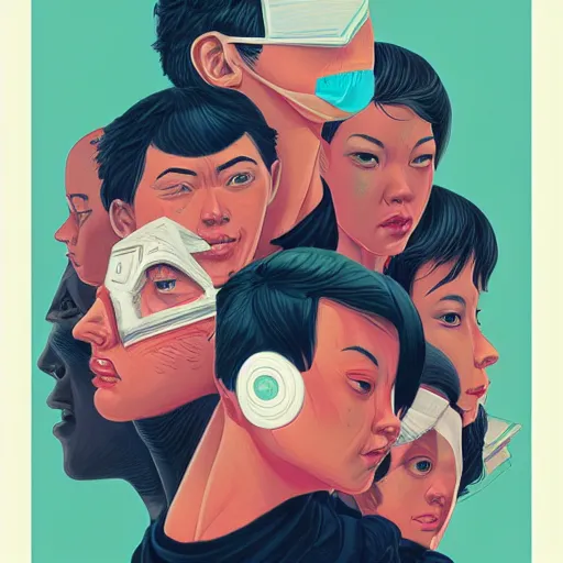 Image similar to portrait of people with sanitary mask, Tristan Eaton, artgerm, Victo Ngai, RHADS, ross draws