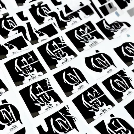 Image similar to black on white graphic design stickers in style of david rudnick, eric hu, y 2 k,