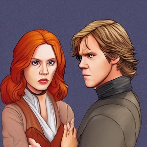 Image similar to mara jade and luke skywalker