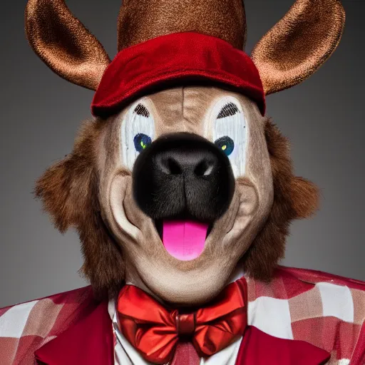 Image similar to a photo realistic moose dressed as a clown, 8 k, high detail, 8 0 mm, good lighting