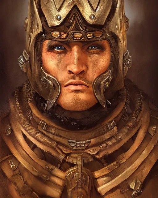 Prompt: digital painting of incan lancer warrior, by filipe pagliuso and justin gerard, symmetric, fantasy, highly detailed, realistic, intricate, portrait, sharp focus, tarot card, face, handsome, peruvian
