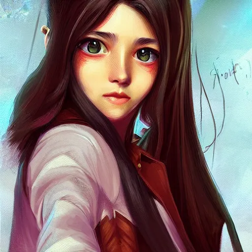 Image similar to portrait of teen girl, art by Ross tran