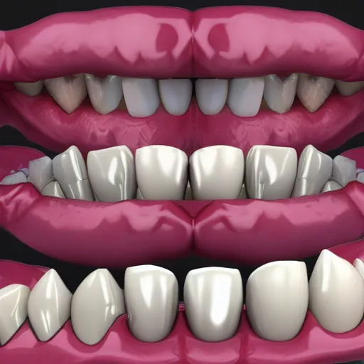 Image similar to poorly rendered 3 d set of teeth