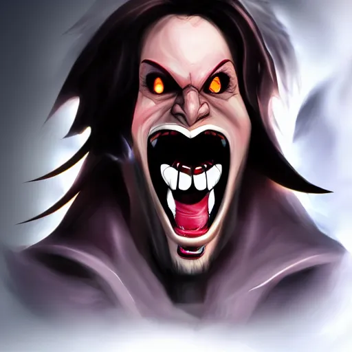 Image similar to Evil Matt Mercer, diabolical laugh, digital painting, 8k