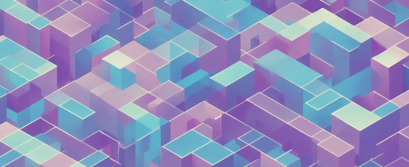 Image similar to wallpaper, large pastel, isometric concept art