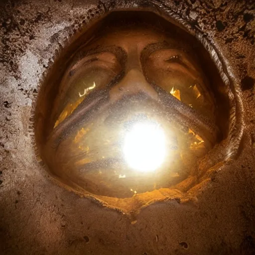 Prompt: massive face made of rusty metal underwater, underwater photograph, eerie, creepy, surreal, submechanophobia, scary lighting,