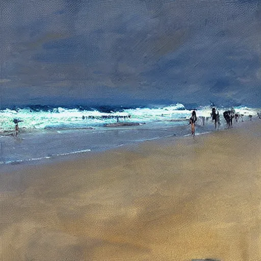 Image similar to ipanema beach painting by jeremy mann