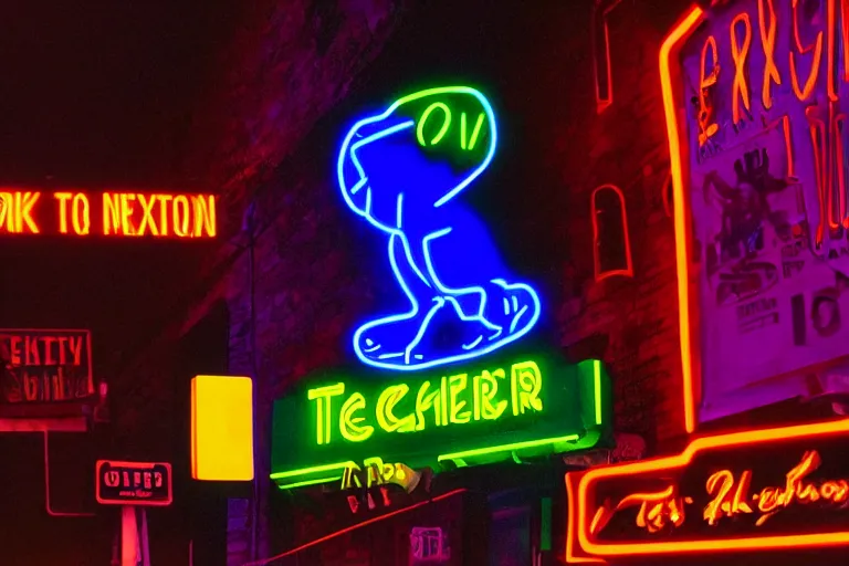 Prompt: poster of a T-Rex thick neon lights, ektachrome photograph, volumetric lighting, f8 aperture, cinematic Eastman 5384 film