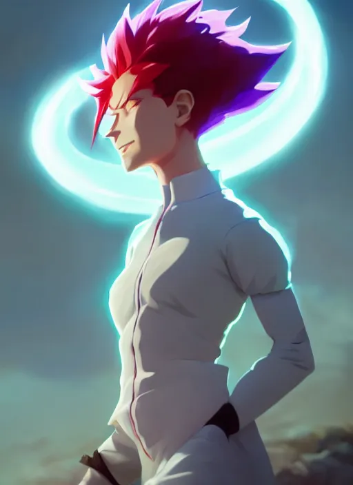 Prompt: portrait of moira as hisoka from hunter x hunter, coherent, medium shot, waist up, studio ghibli pixar and disney animation sharp unreal engine 5, anime key art by greg rutkowski, bloom, dramatic lighting