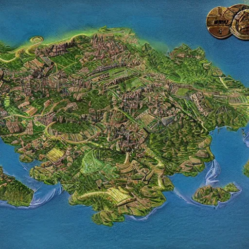 highly detailed skypiea map form one piece anime