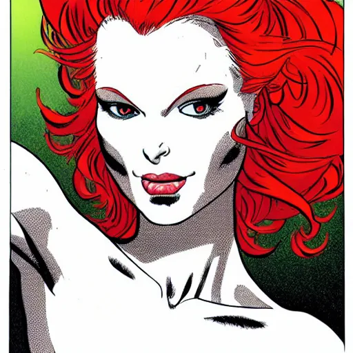 Prompt: portrait of jean grey, a beautiful woman in her 3 0 s, with red hair and green eyes, detailed face, beautiful face, delicate features, smooth, sharp focus, graphic novel, art by ralph bakshi, dave sim, frank quitely, moebius, jeff smith,