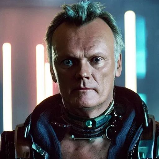 Image similar to Anthony Head as Cyberpunk Uther