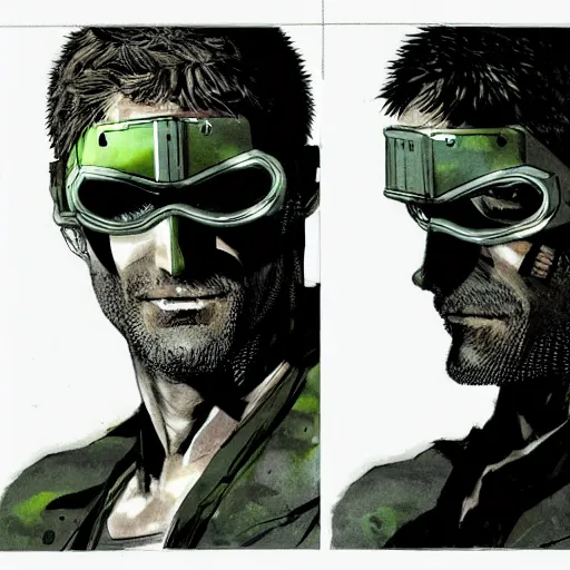 Image similar to sam fisher from splinter cell by yoji shinkawa, concept art, multi vision goggles