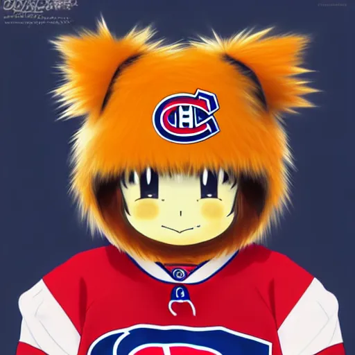 Image similar to anime Portrait of Youppi the Habs Montreal Canadiens Mascot as a very cute powerful and friendly pokemon, highly detailed anime, smooth, sharp focus, dynamic lighting, intricate, trending on ArtStation, illustration pokemon, art by WLOP