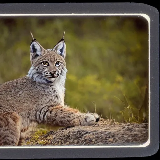 Image similar to polaroid of a lynx, grainy