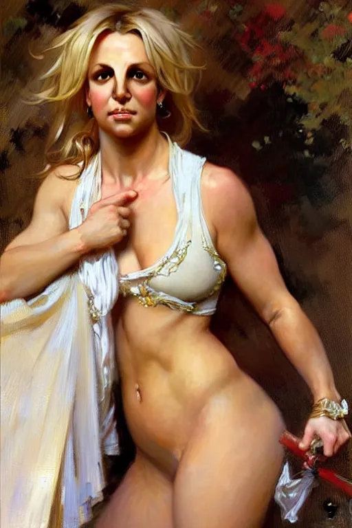 Prompt: britney spears, painting by daniel gerhartz, alphonse mucha, bouguereau, detailed art, artstation