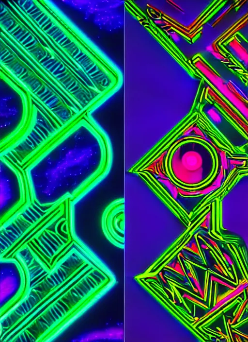 Image similar to sci - fi inspired pattern art with wild neon colors by william morris and fiona staples in blender, ultra realistic, smooth shadows, ultra detail, high resolution, cinematic, unreal 6, 8 k 3 d