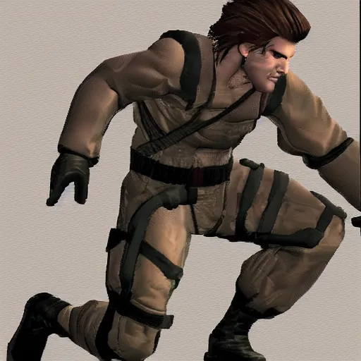 Prompt: PS1 Solid Snake but his lower half is an actual snake