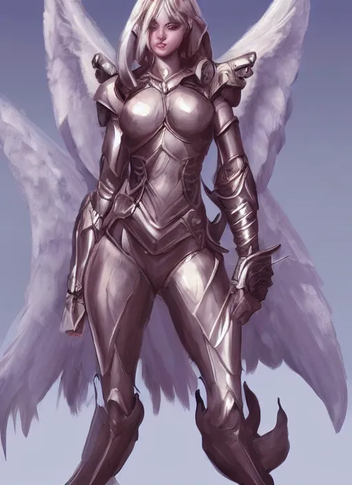 Image similar to concept art. angel knight girl. artstation trending. highly detailed