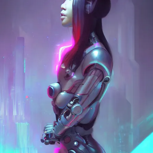 Image similar to a portrait of an asian girl as a beautiful cybernetic techno queen, japanese woman, cyberpunk concept art by pete mohrbacher and wlop and artgerm josan gonzalez and syd mead, digital art, highly detailed, intricate, sci-fi, sharp focus, Trending on Artstation,