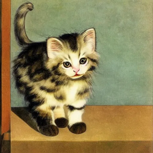 Prompt: Giorgio di Chirico fluffy kitten