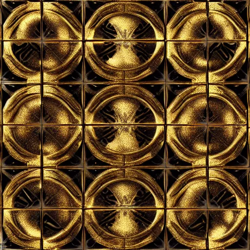 Image similar to 3d render of an abstract medieval pattern gold tile, symetrical