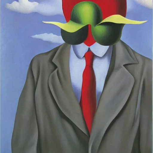 Image similar to devil boss in hell, oil painting by rene magritte and edward hopper