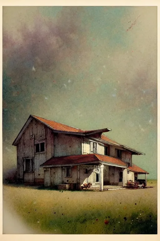 Image similar to ( ( ( ( ( 1 9 5 0 s retro future art deco farm house design. muted colors. ) ) ) ) ) by jean - baptiste monge!!!!!!!!!!!!!!!!!!!!!!!!!!!!!!