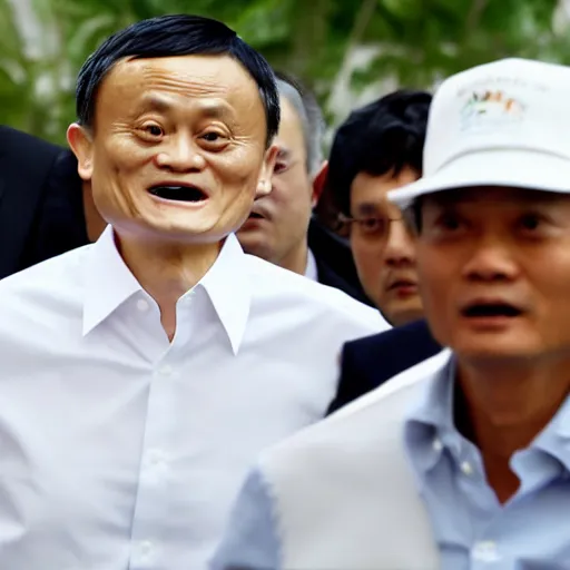 Prompt: jack ma is looking very surprised and shocked