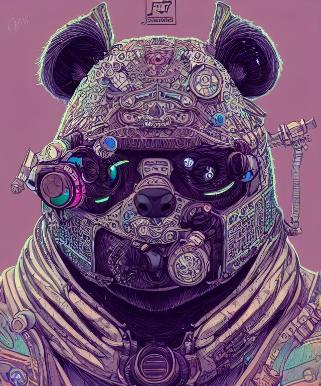 Prompt: a portrait of a cyberpunk panda, mandala, fantasy, intricate, elegant, highly detailed, digital painting, artstation, concept art, matte, sharp focus, illustration, art by josan gonzalez